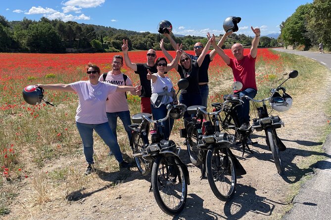 A Tour in Provence in a typical French motorized bike : the Solex - Notre Dame d’Aubune and its medieval garden
