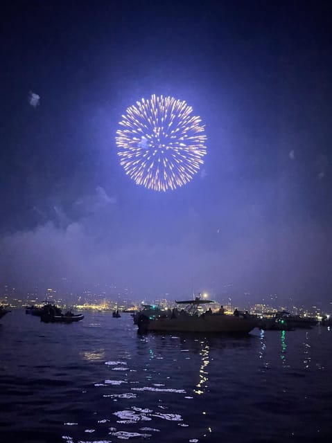 Cannes: Fireworks at Sea - From island quiet to Cannes Bay lights