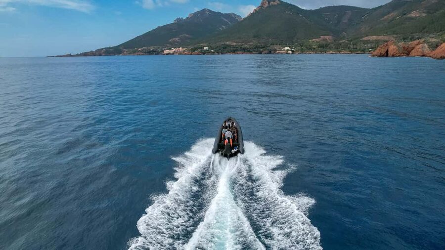 Cannes: Scenic Coves RIB Boat Tour - Riding the black RIB tender