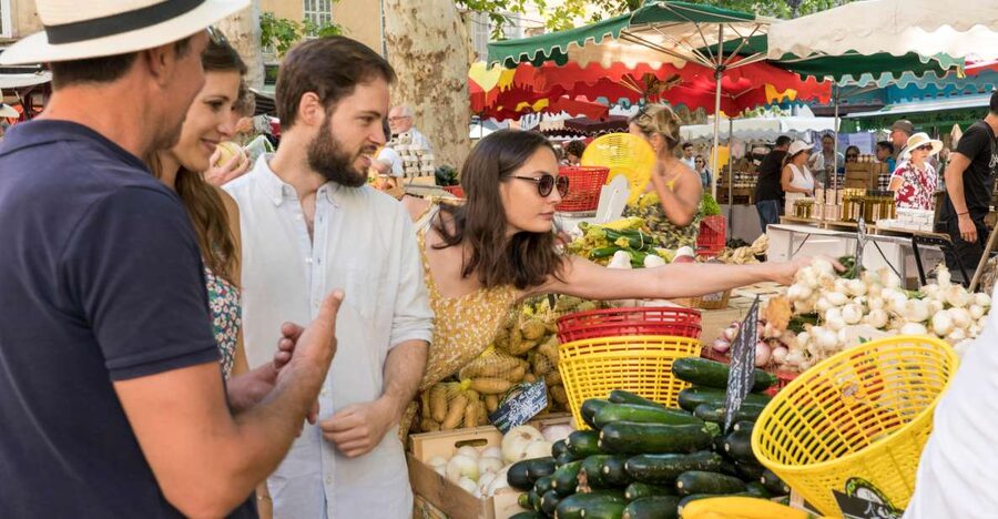 From Aix-en-Provence: Luberon Market & Villages Day Tour - Lourmarin, market stalls and a Renaissance castle