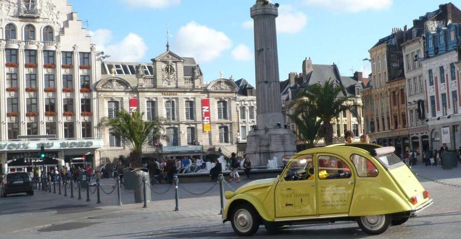 Lille Driving Tour by Convertible Citroen 2CV - Leaving Place Rihour for Lille’s old streets