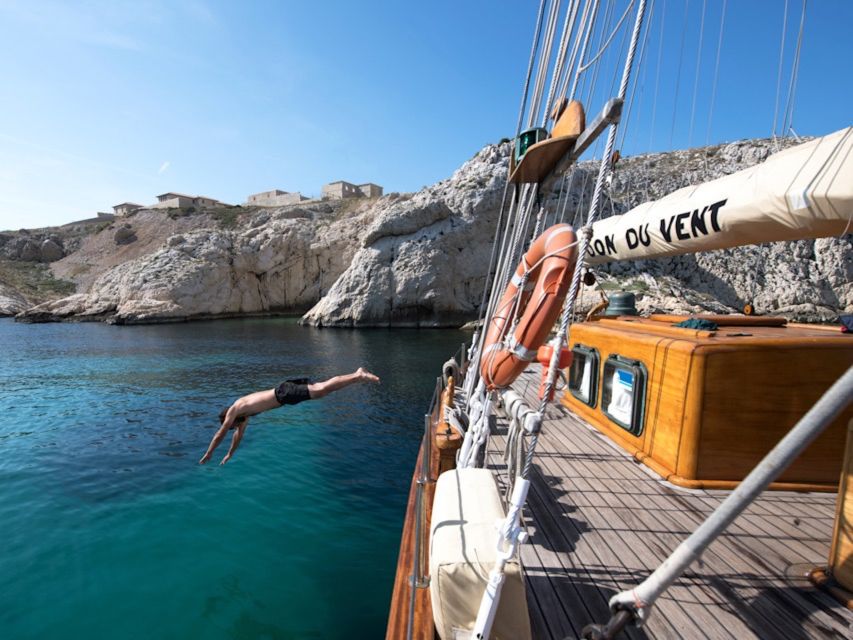Marseille: Calanques Sailing Day Trip with Lunch and Wine - Swimming and snorkeling in the Calanques