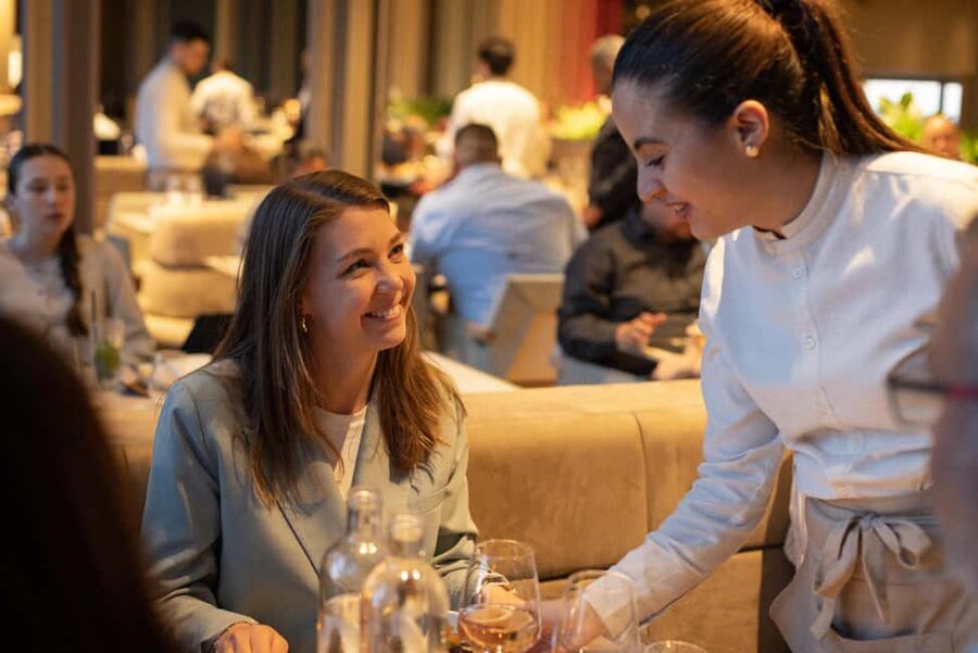Paris: Eiffel Tower Dining, Gustave Menu at Madame Brasserie - Riding up to the first floor