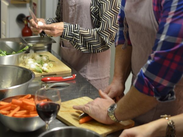 Paris: Full-Day Cooking Class, Market Tour and Lunch - Cooking together instead of watching from the side