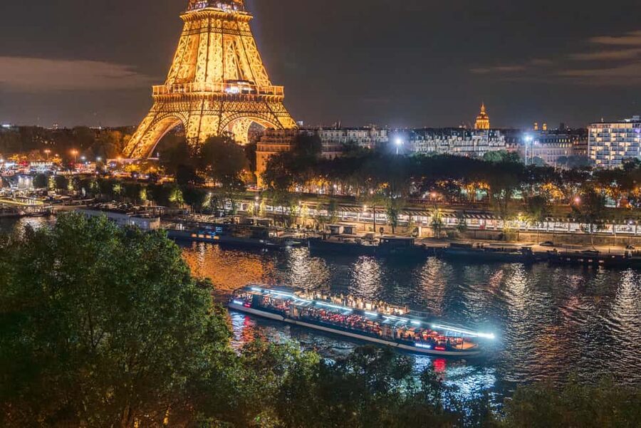 Paris : Scenic Cruise on the Seine River with Champagne - Upper deck, main deck, and electric boats
