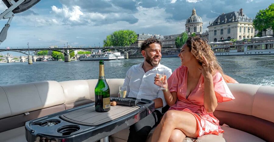 Paris: Seine River Private Guided Pontoon Boat Cruise - The Eiffel Tower from the water