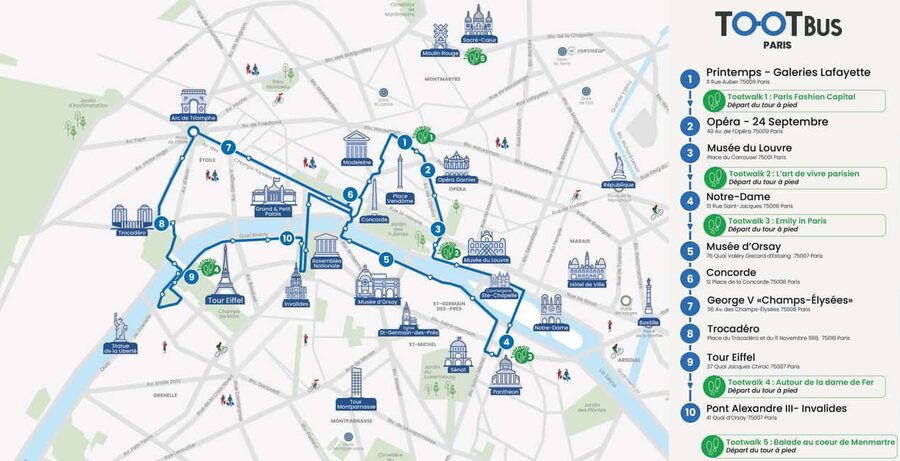 Paris: Tootbus Hop-on Hop-off with optional river cruise - Concorde, the Champs-Elysées, and the Arc de Triomphe